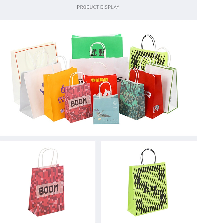 Custom Paper Bag Printed Logo Luxury Clothing Shopping Paper Bags Boutique Recyclable Gift Bags