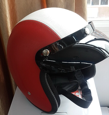 Nueva Cara de la mitad motocicleta/moto casco de cuero de alta calidad con precios baratos
