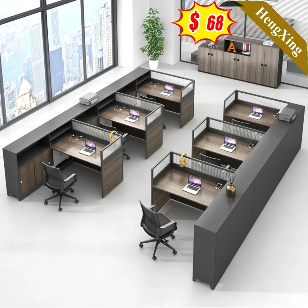 Newest Wooden Office Furniture Free Combination Workstation 6 Person Office Partition