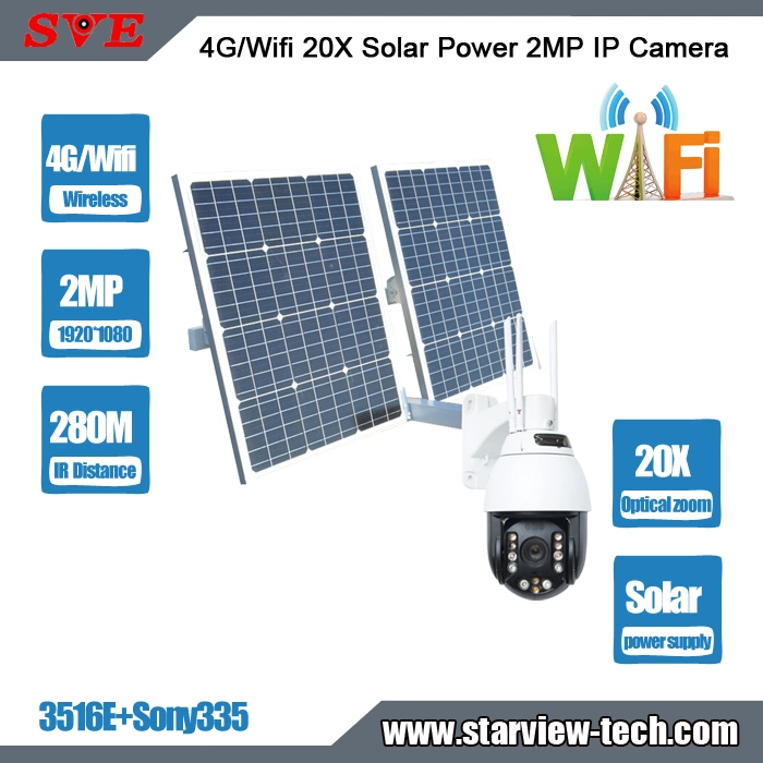 La energía solar piscina WiFi/4G 20X 1080P 280m de la seguridad de la cámara domo PTZ IP