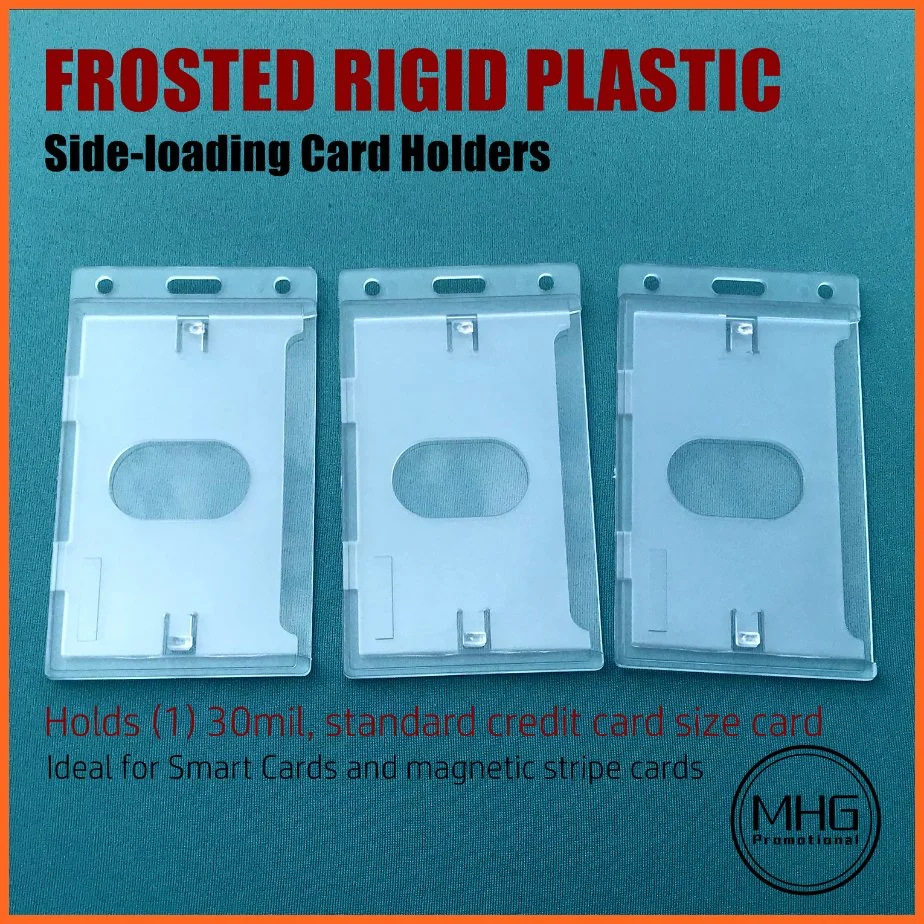 Side-Loading Frosted Vertical Rigid Plastic Badge ID Card Holders