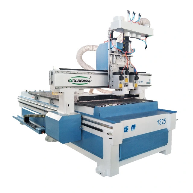 Three Multi Spindles 3 Heads Vacuum Table MDF Cutting Furniture Cabinet Making Machine, Atc 3D Wood Working 1325/2040 CNC Router Engraving Machine