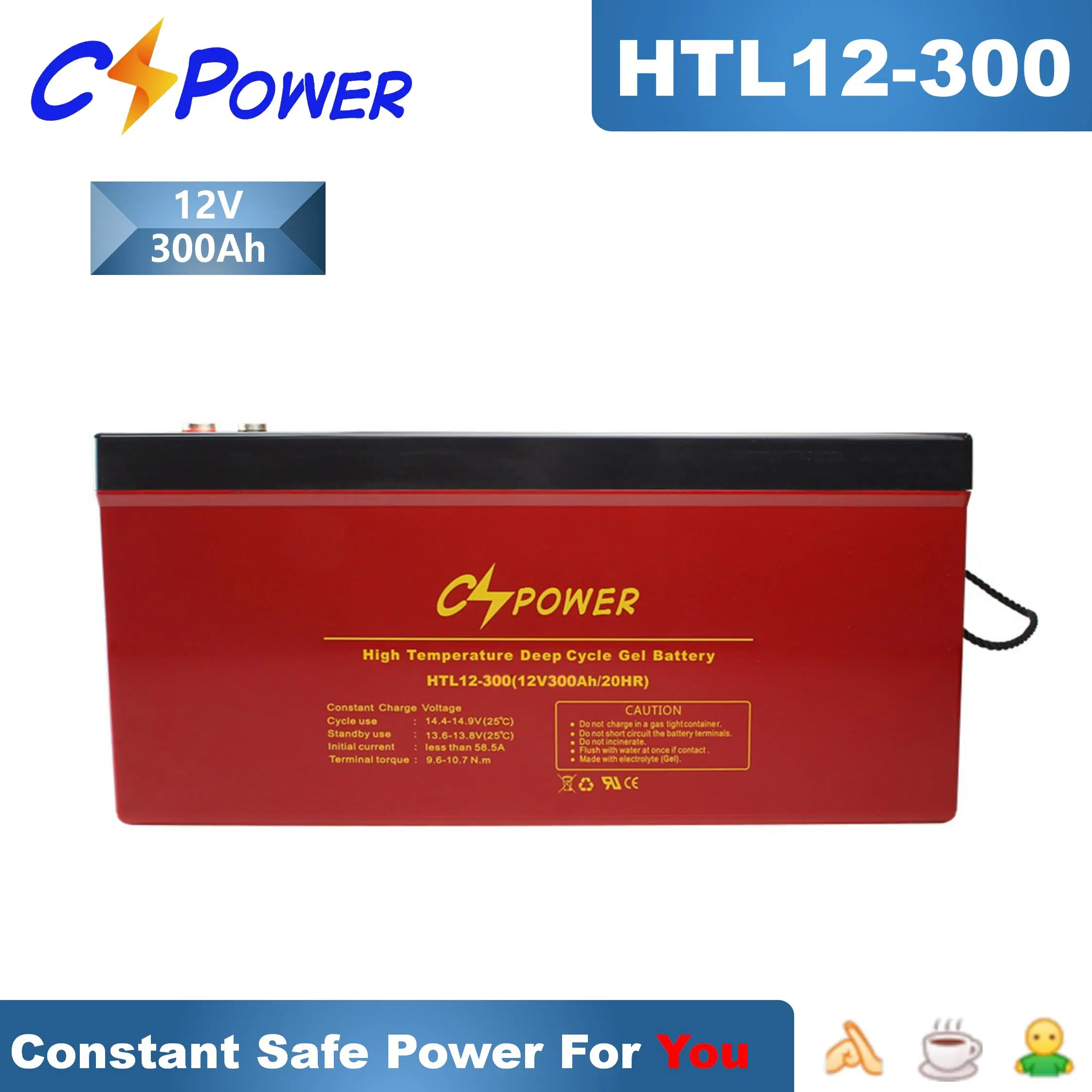 Batterie Cspower 12V300ah à cycle profond Coldtemperatura longue durée de vie élevée/Gel Rechargeable Batterie de stockage de vent solaire Système d'alimentation UPS