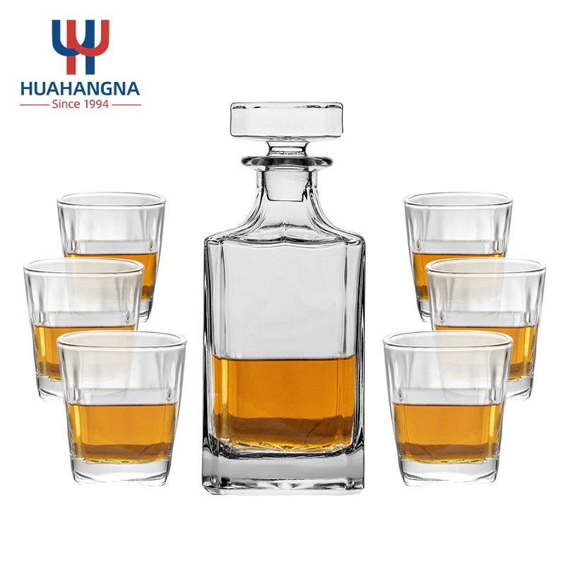 7-Piece Hand Crafted 750ml Cocktail Liquor Glass Decanter & Whiskey Glasses Set