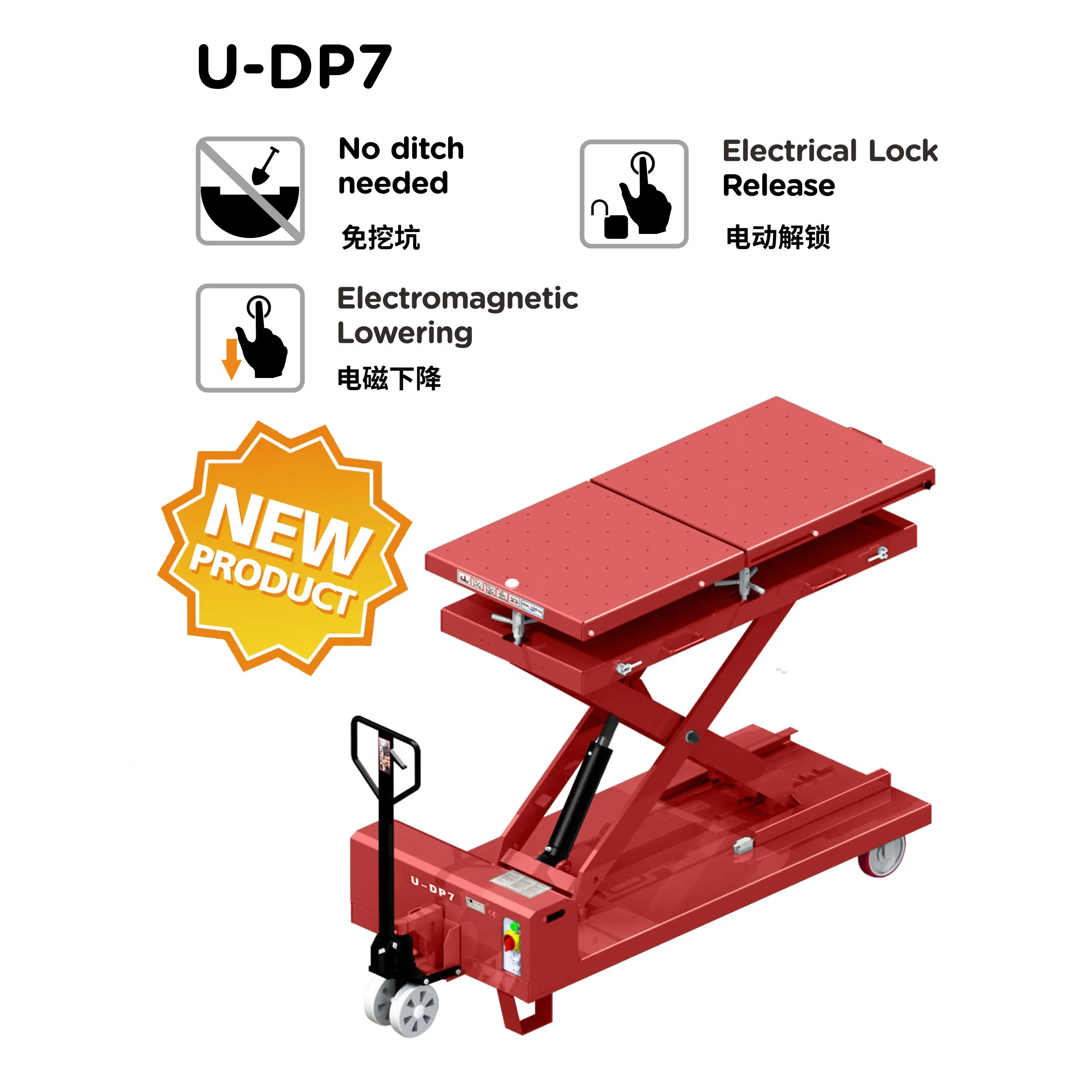 1.2 ton de Capacidade da bateria EV e mesa de elevação do trem de U-Dp7 EV mesa com o punho de elevação do elevador de tesoura para bateria de carro eléctrico