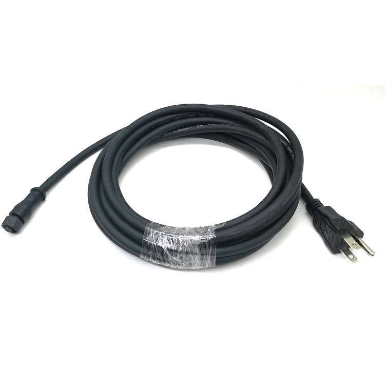 14.7FT 4.5m Us NEMA 5-15p to M12 2pin Connectors Sjow Rubber Wire Cable for Indoor and Outdoor Building Ventilation Electrical Equipment