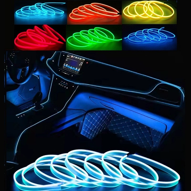 Car Interior LED Decorative Lamp EL Wiring Neon Strip Light Auto DIY Flexible Ambient Light Interior LED Decorat Lights