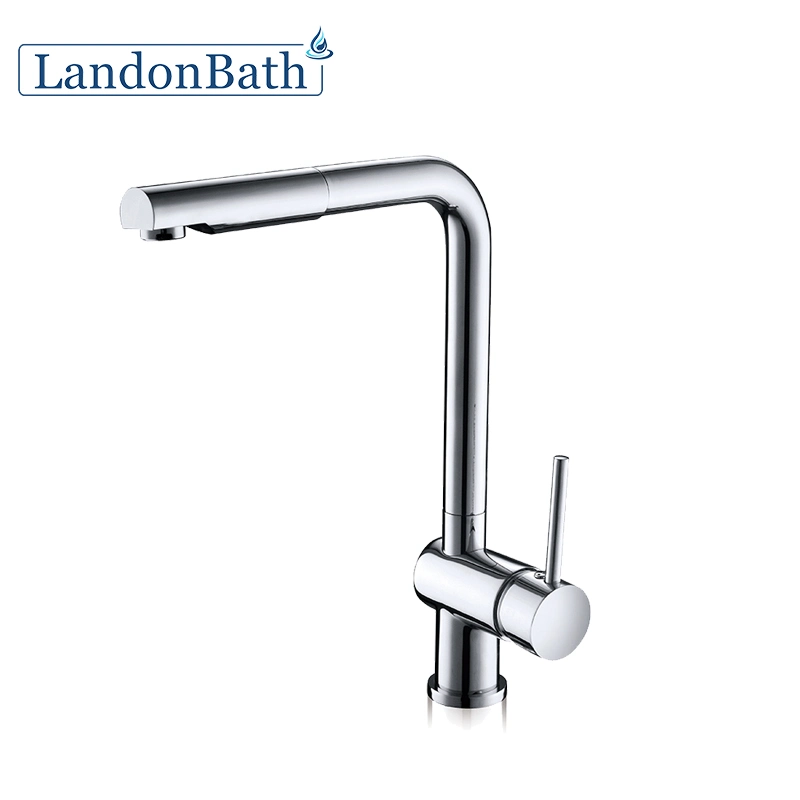 Square Single Lever Brass Pull out Kitchen Sink Mixer