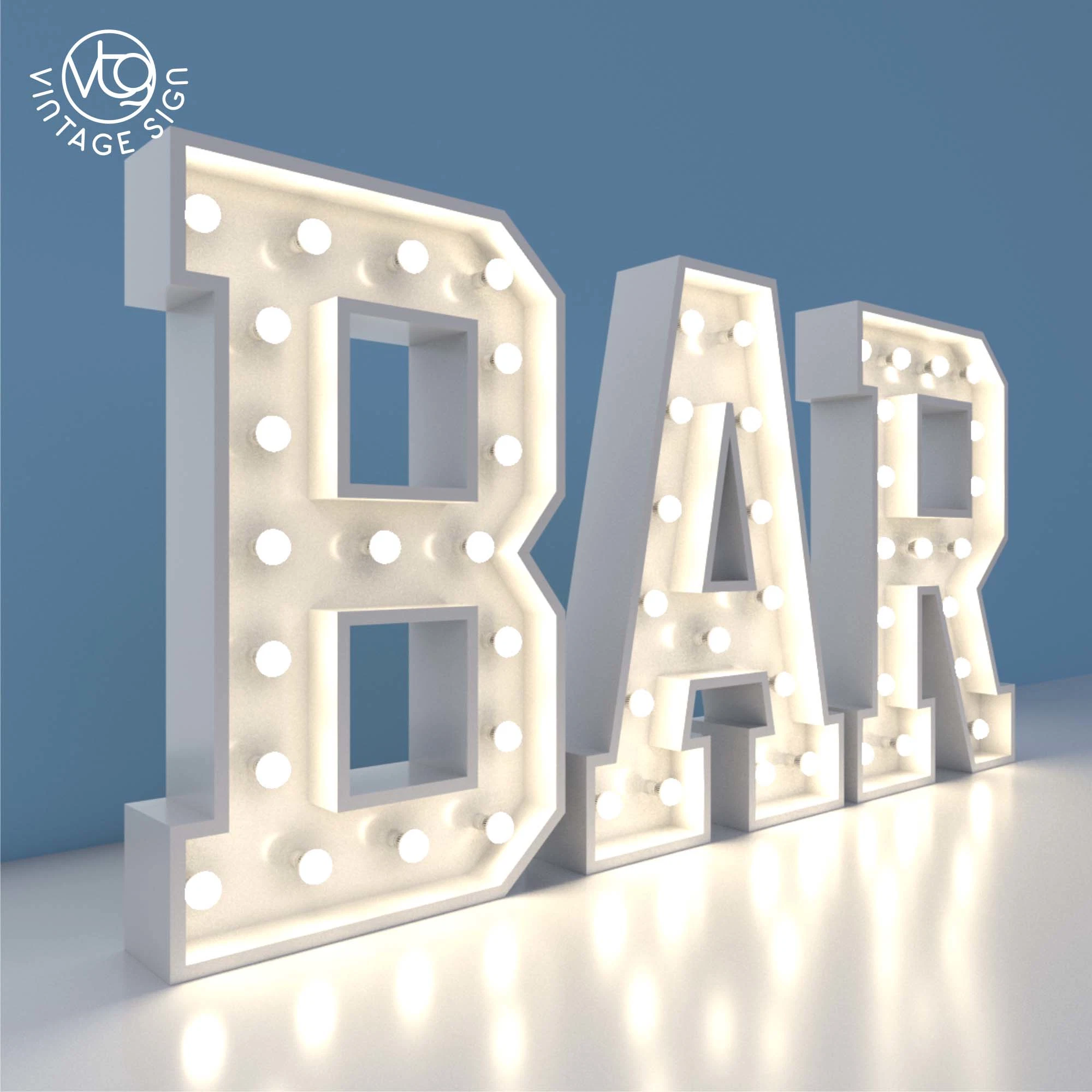 Bar Decor Wall Mounted Steel Frame White Neon Letters Sign