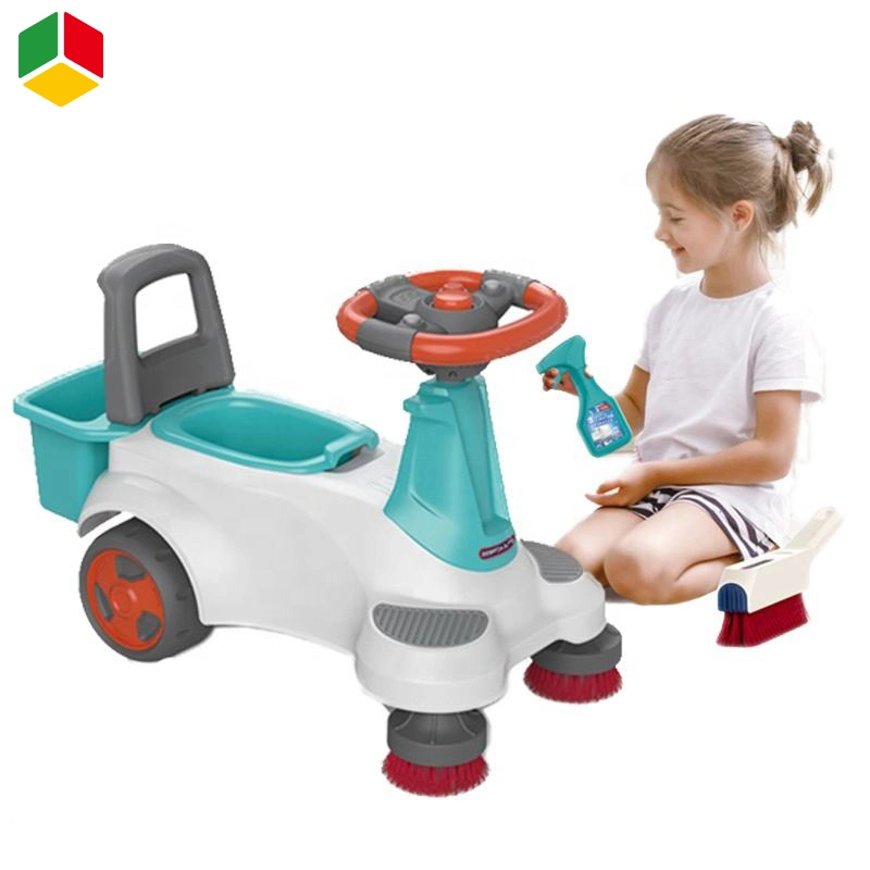 QS Kinder Kinder pädagogische Simulation Schaukel Auto Spielzeug elektrischer Kunststoff Fahrt Auto Musical Light Kinder Spielen Haushalt Reinigung Auto Spielzeug