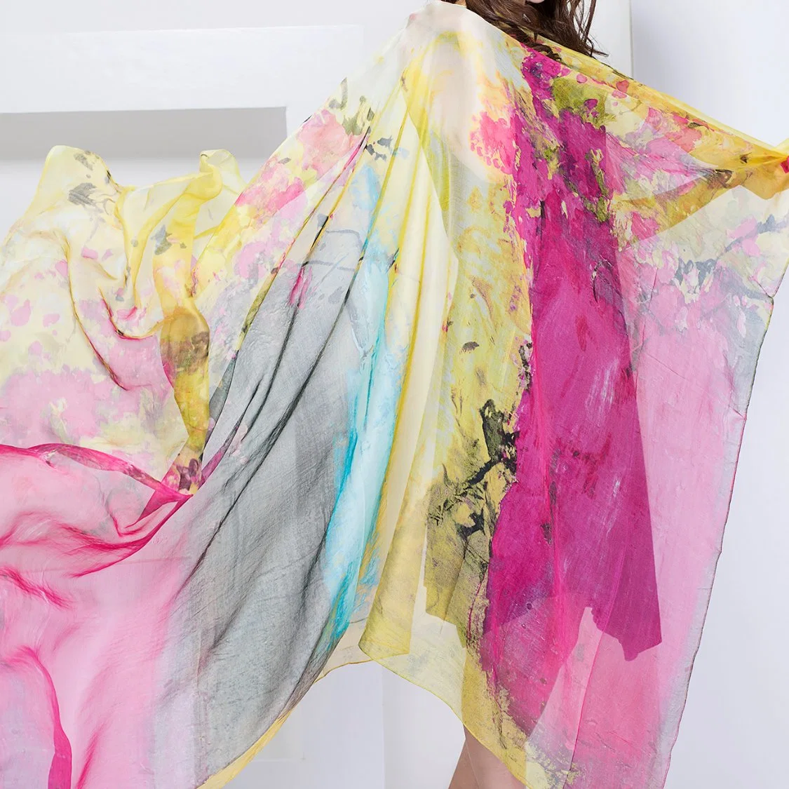 Женский модный шарф с цифровой печатью из 100% шелка на заказ