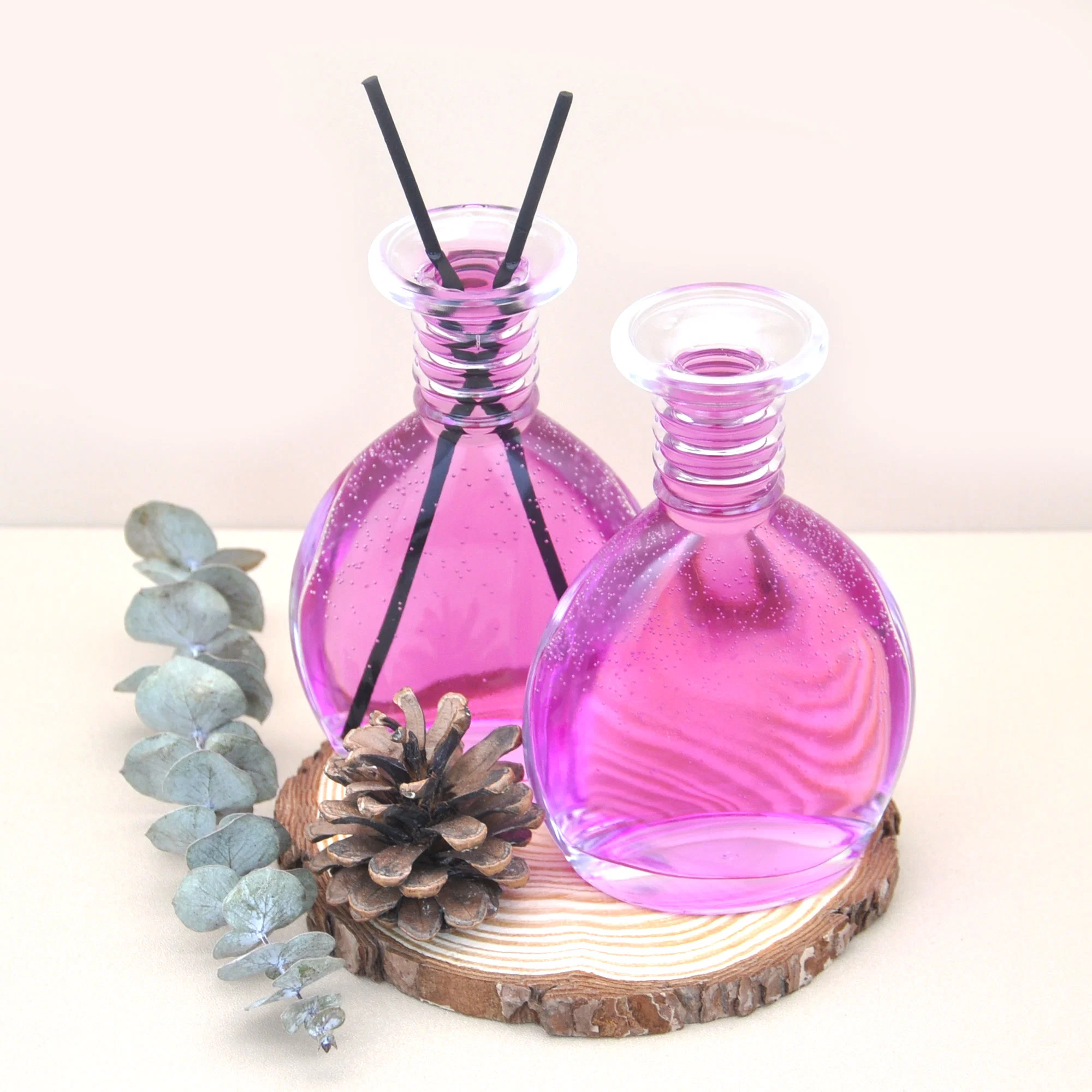 Großhandel/Lieferant Luxus Diffuser Glas Topf-Bauchige Flasche Home Duft Reed Diffuser Leere transparente Glas-Aromaflaschen mit Kappe