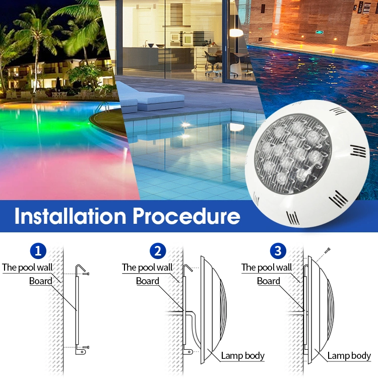 IP68 Rate 6W 9W 12W 18W ABS Plastic Warmwhite White RGB Effect Lights Swimming Pool