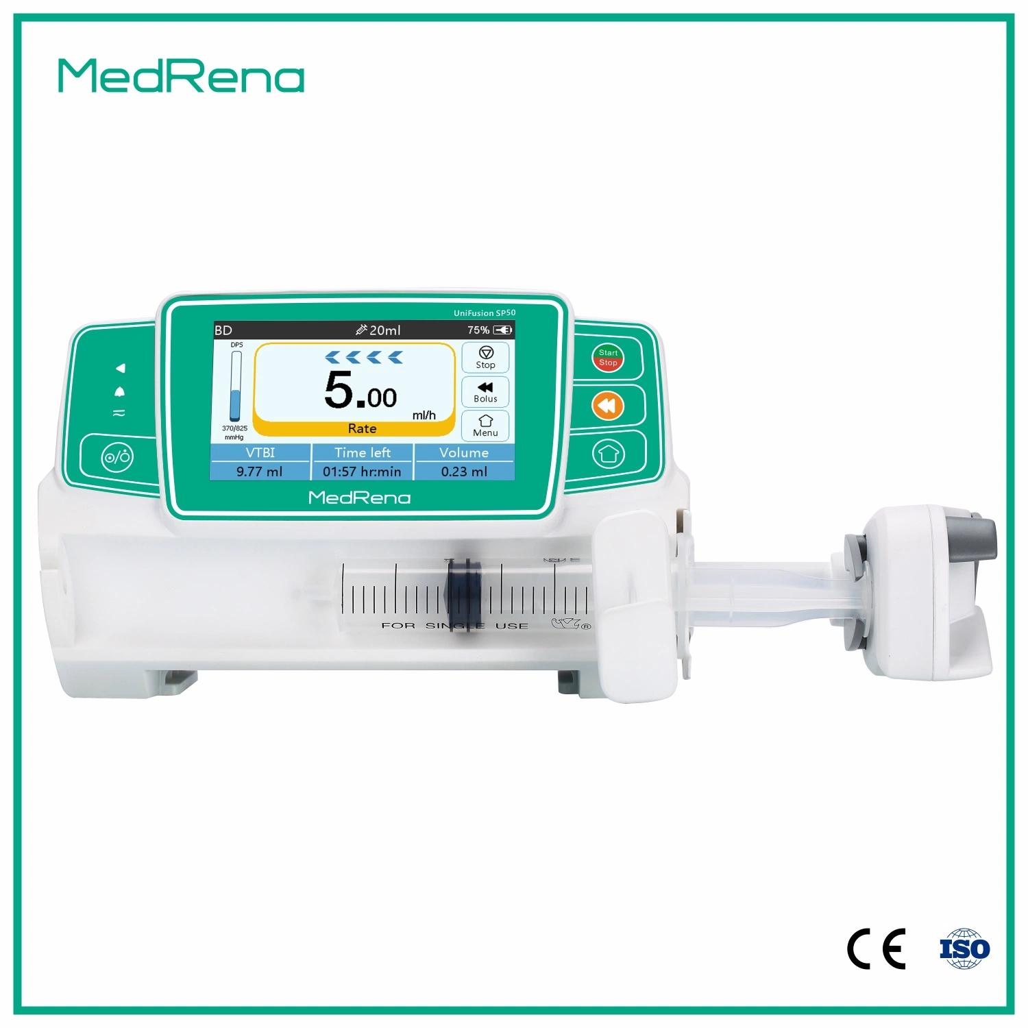 Los Instrumentos Quirúrgicos del Hospital de la bomba de infusión de jeringa Equipo Médico (UniFusion SP50).