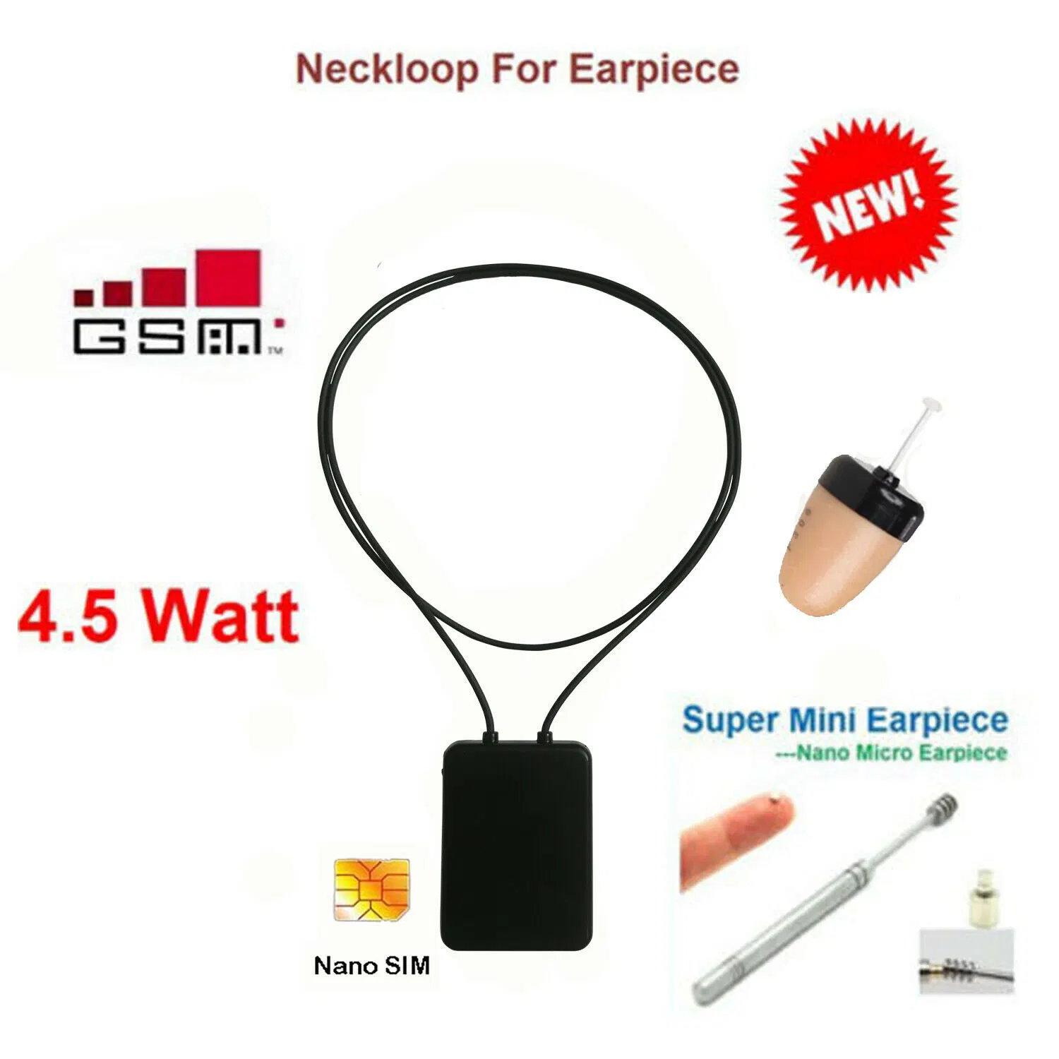 GSM Box Loop Hide Earpiece - 4.5W Output with Voice Adjustable Micro Earpiece