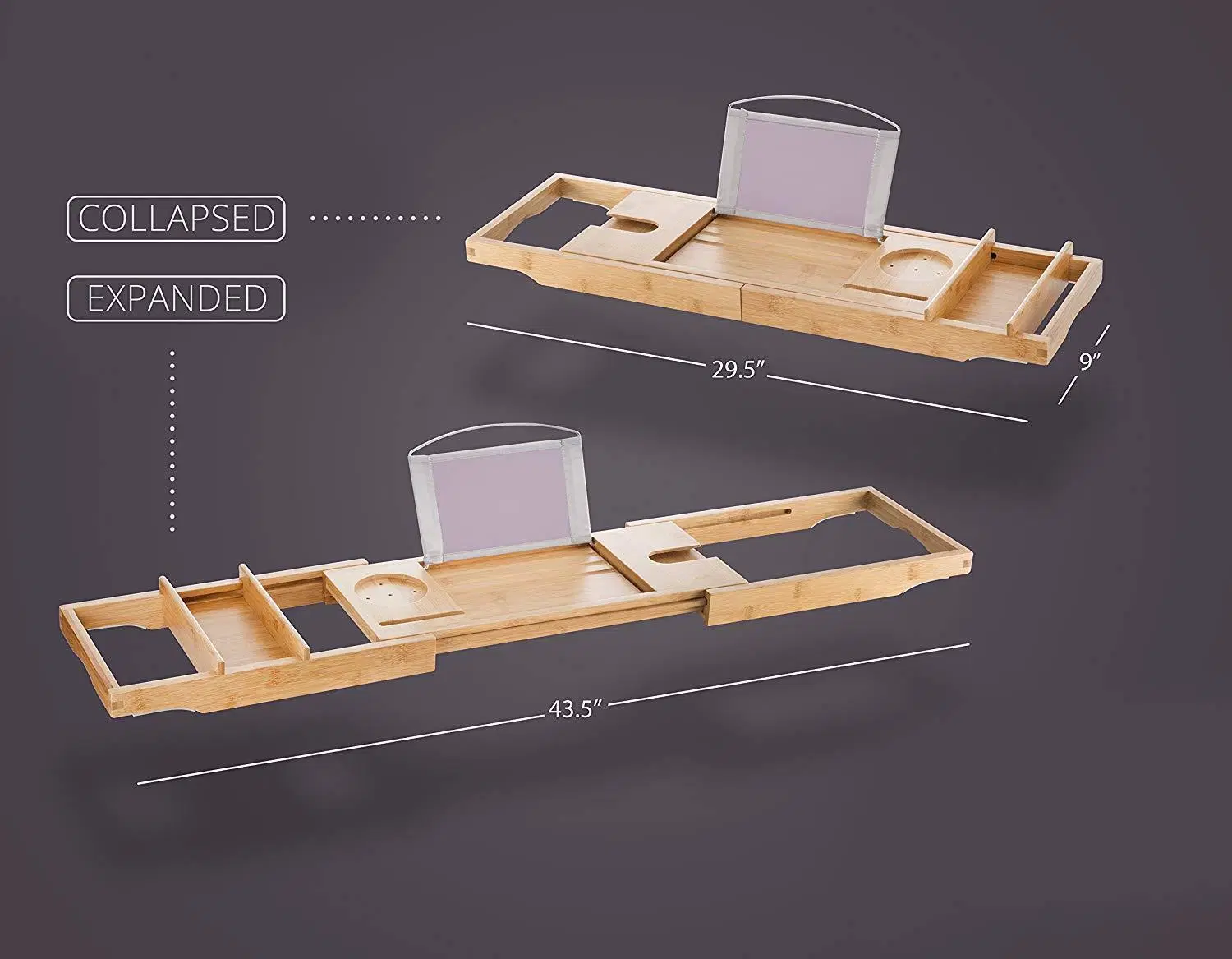 Bañera Bandeja - Baño de bambú Craft Caddy puente de baño ESCAMOTEABLE BANDEJA Bandeja para rack de almacenamiento de tablas titular de la tableta