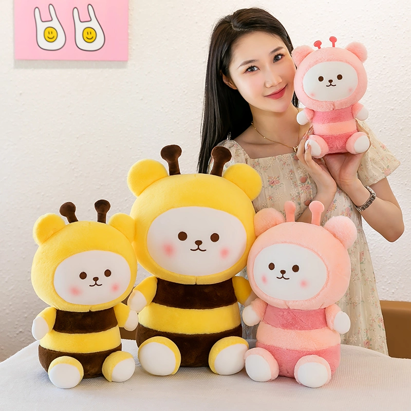 Peluche Animal Oreiller Ours Personnalisé Oreiller en Peluche Ours Jaune Oreiller Abeille Ours