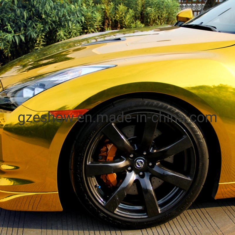 High quality/High cost performance  Golden Super Mirror Chrome Car Wrap Vinyl Sticker