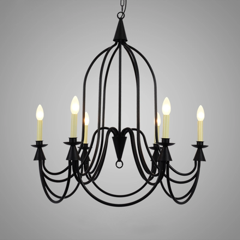 Country Metal Chandelier LED Retro Candle Chandeliers Vintage Loft Interior Lighting (WH-CI-164)