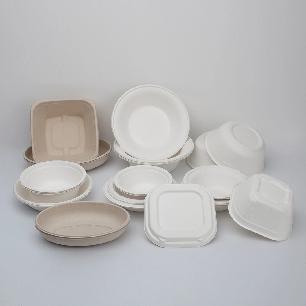 Biodegradable to Go Containers Food Tub Eco Friendly Disposable Sugarcane Fiber Bagasse Meal Pulp Lunch Box with Lid