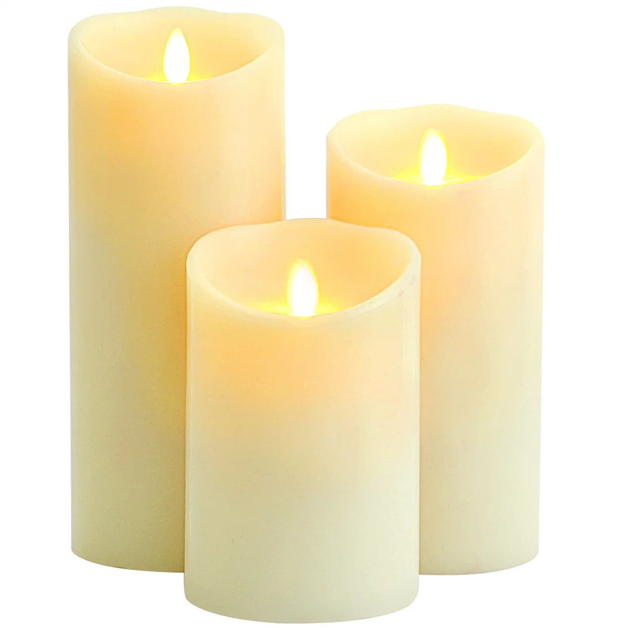 Dancing Flame Wickless Dripless Smokeless Safe Sustainable Window Remote Timer Control Battery Operated Flickering Electric Flameless LED Pillar Candles