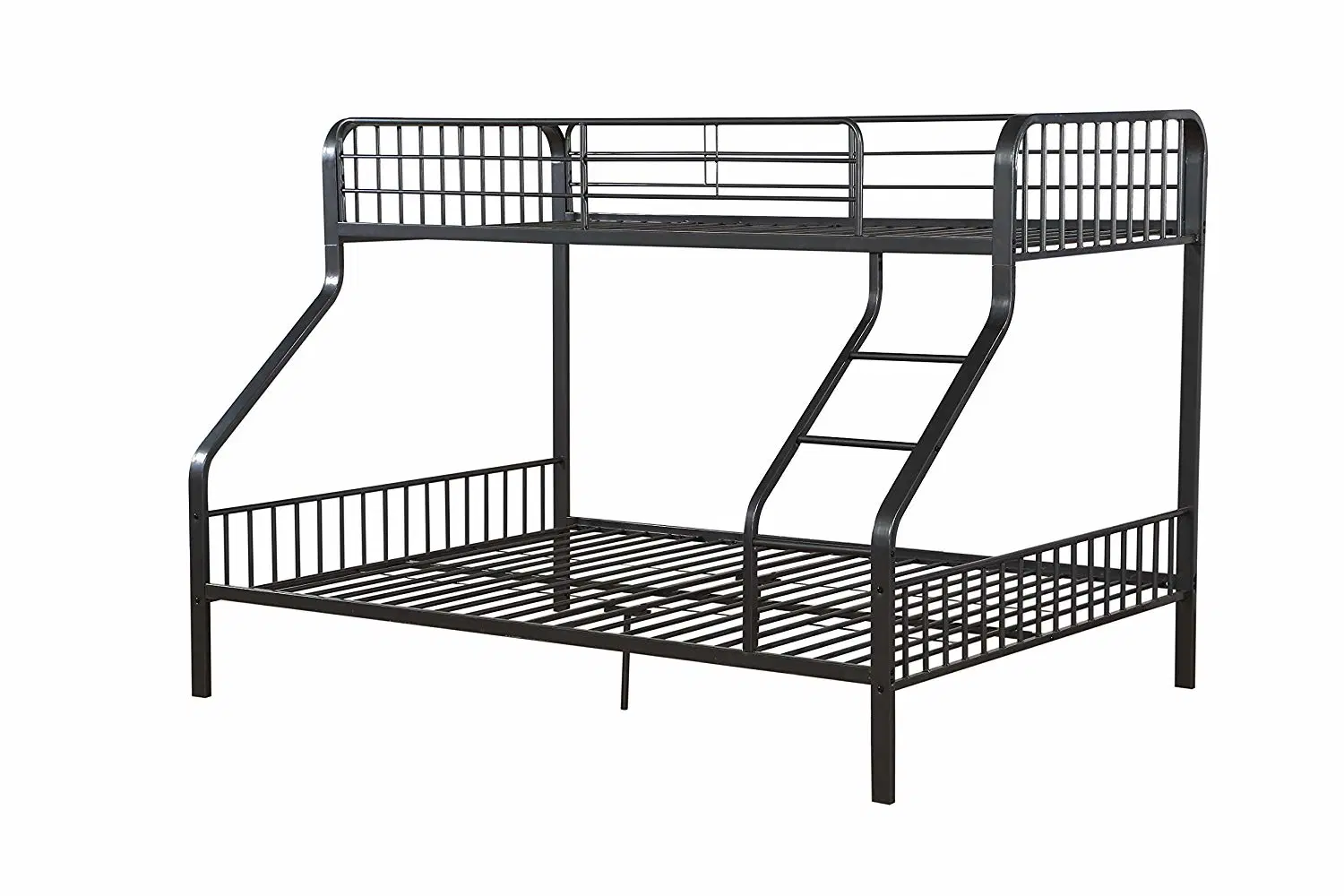 Metal Gunmetal Twin XL Over Queen Bunk Bed Steel Trio Bunk Bed