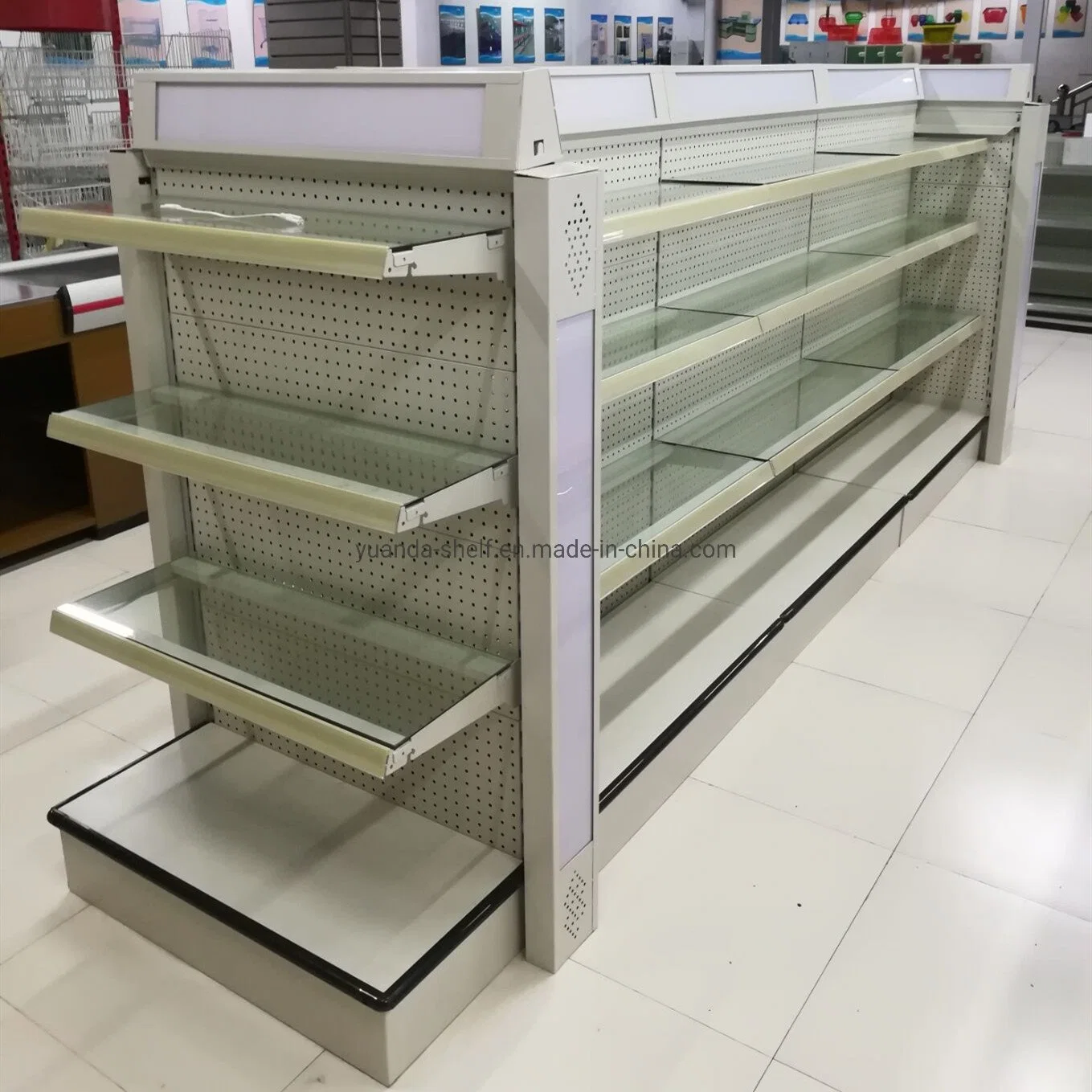 Single Side Metal Gondola Shelf Supermarket Shelf Gondola Shelving