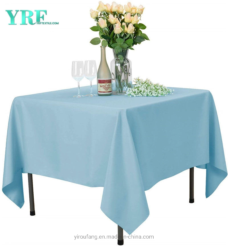 Square Tablecloth Light Blue 54X54 Inch Pure 100% Polyester Wrinkle Free for Hotel
