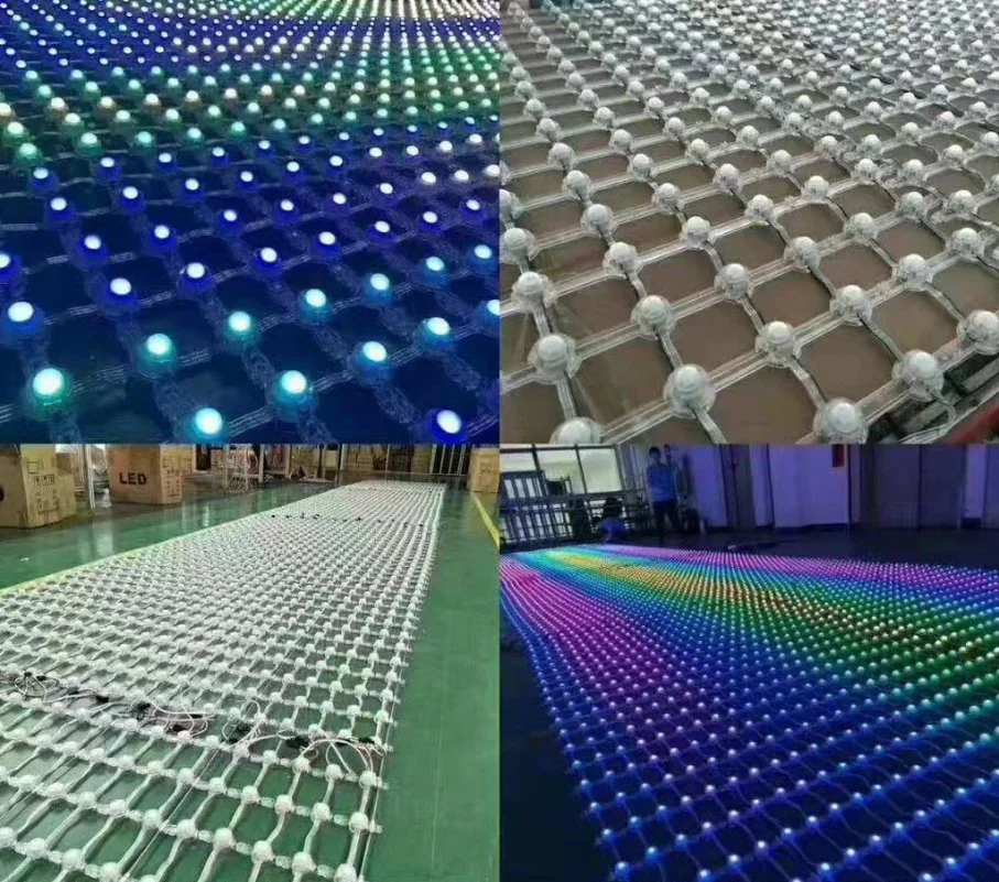 Flexible LED Grid Mesh Pixel Lights Outdoor Screen Advertisi Transparent Glass Soft Display Screen RGB Full Colors Spi Ttl DMX512 P50 P100 for Video Advertising