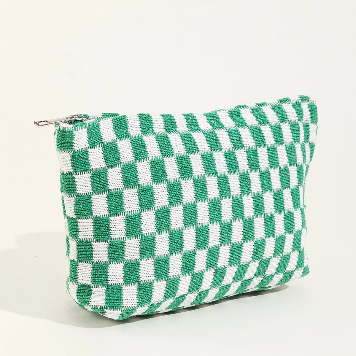 Large Wool Checkerboard Makeup Capacity Pencil Knitting Storage Lattice Wash Portable Bag