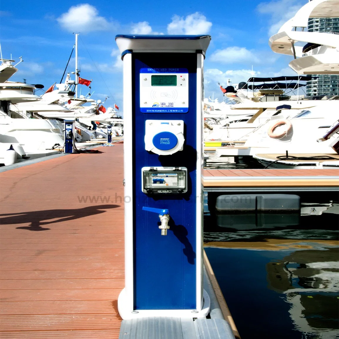 Electric Power Pedestal Adapter and Water Dupply with LED Light for Floating Pontoon