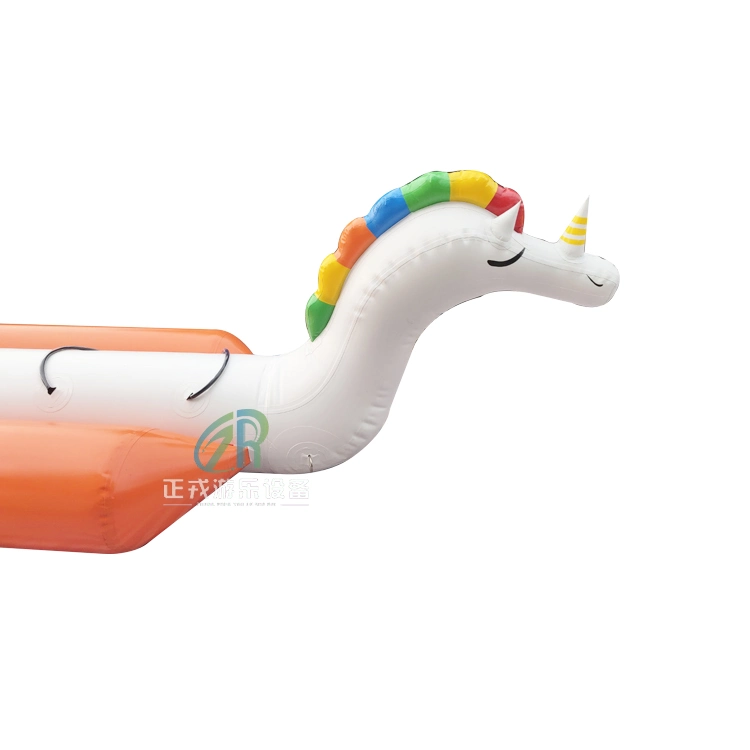 Einzigartiges Design Regenbogen Einhorn 0,9mm PVC Aufblasbare Banana Boot