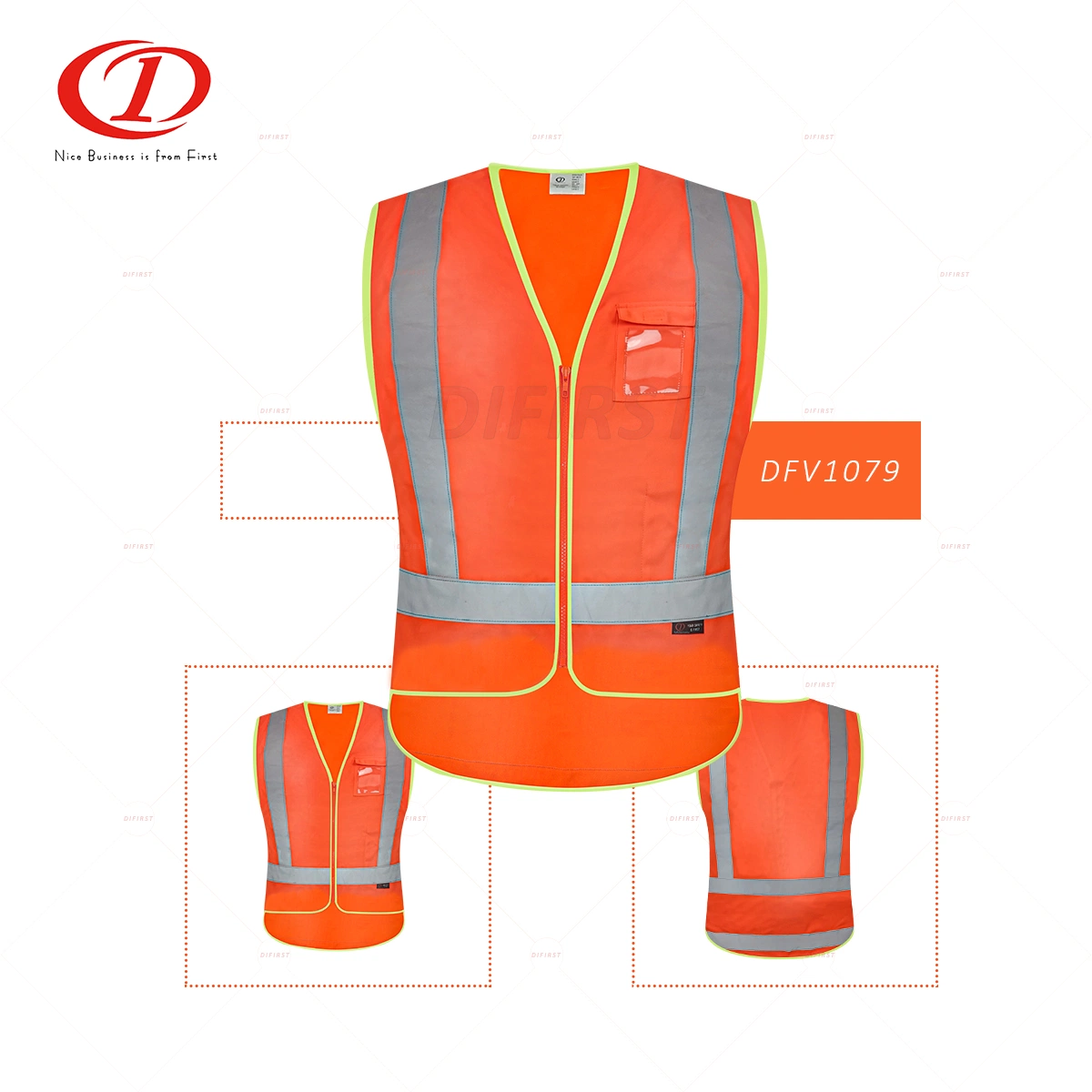 Segurança de alta visibilidade colete reflector de segurança Vest Dfv1079