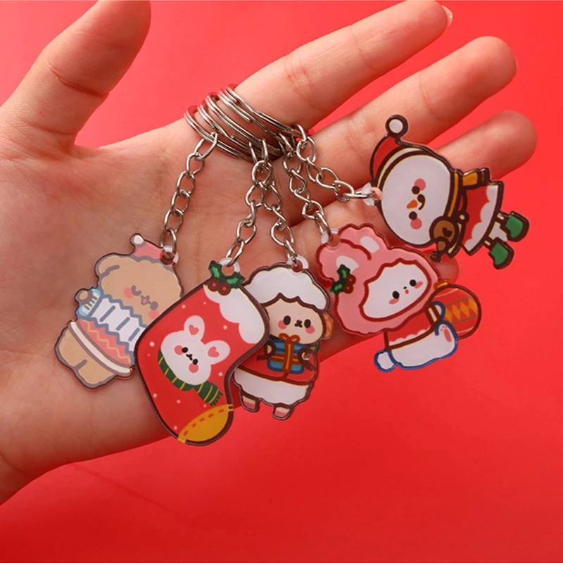 OEM Sound Christmas Hard Enamel Animal Sonw Man Custom Design Personalized Decoration High quality/High cost performance  Fashion Design Keychain Gifts for Kids