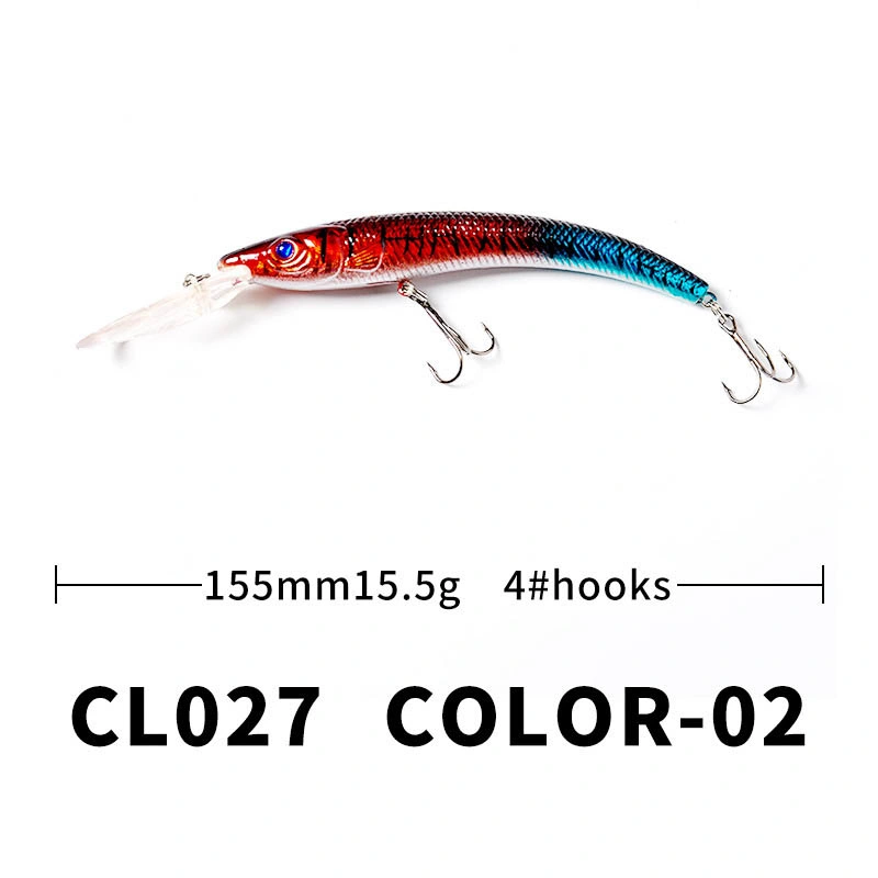 Conjunto de perfuma de ondulantes artificiais 155mm 15.5g de pesca com natação marítima Kit Lure Deep Minnow Lure