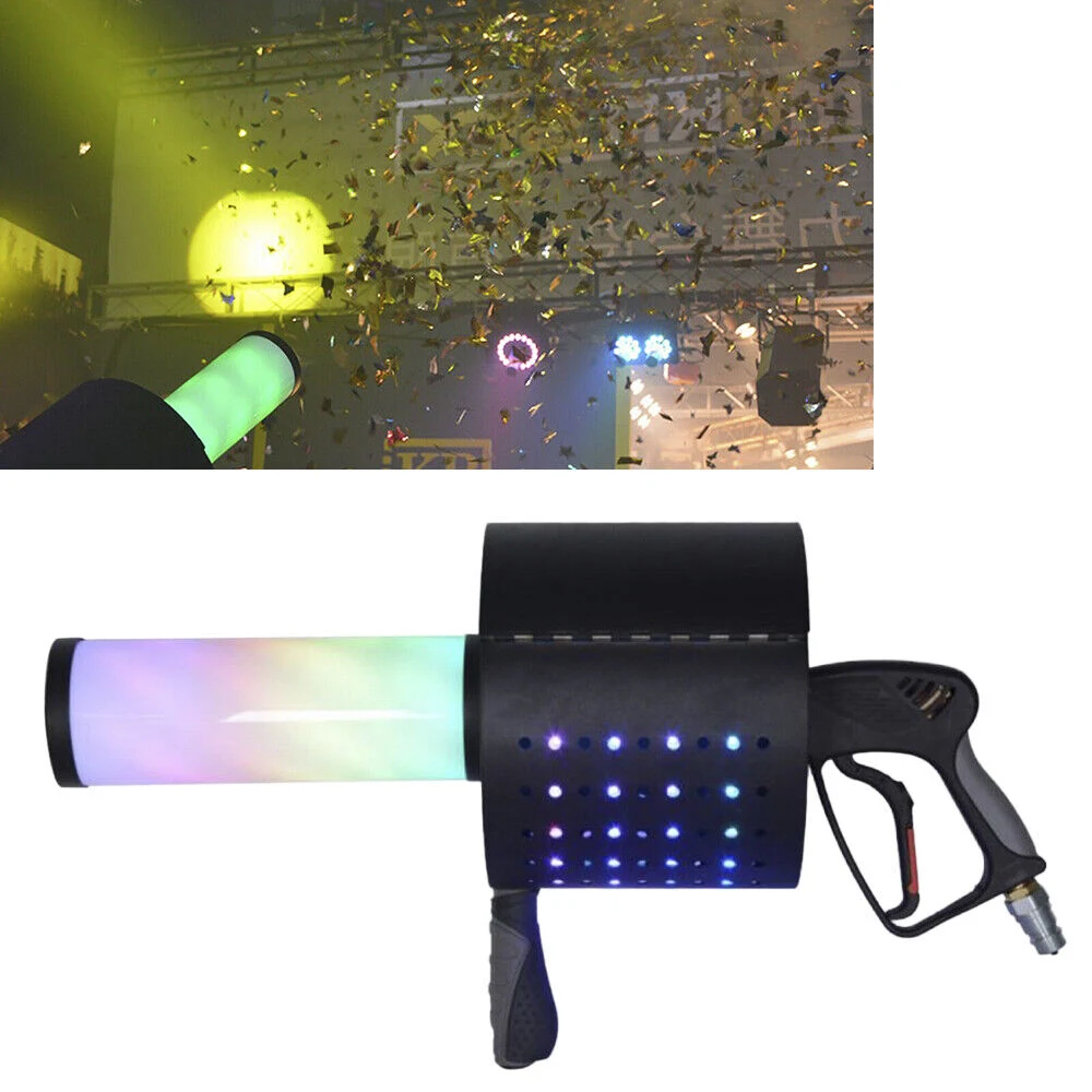 Effet spécial avec 4x3W LED RGB Manuel ordinateur de poche rechargeable au lithium batterie Shooter DJ Confettis de CO2 CO2 Machine Gun avec 3m de tuyau