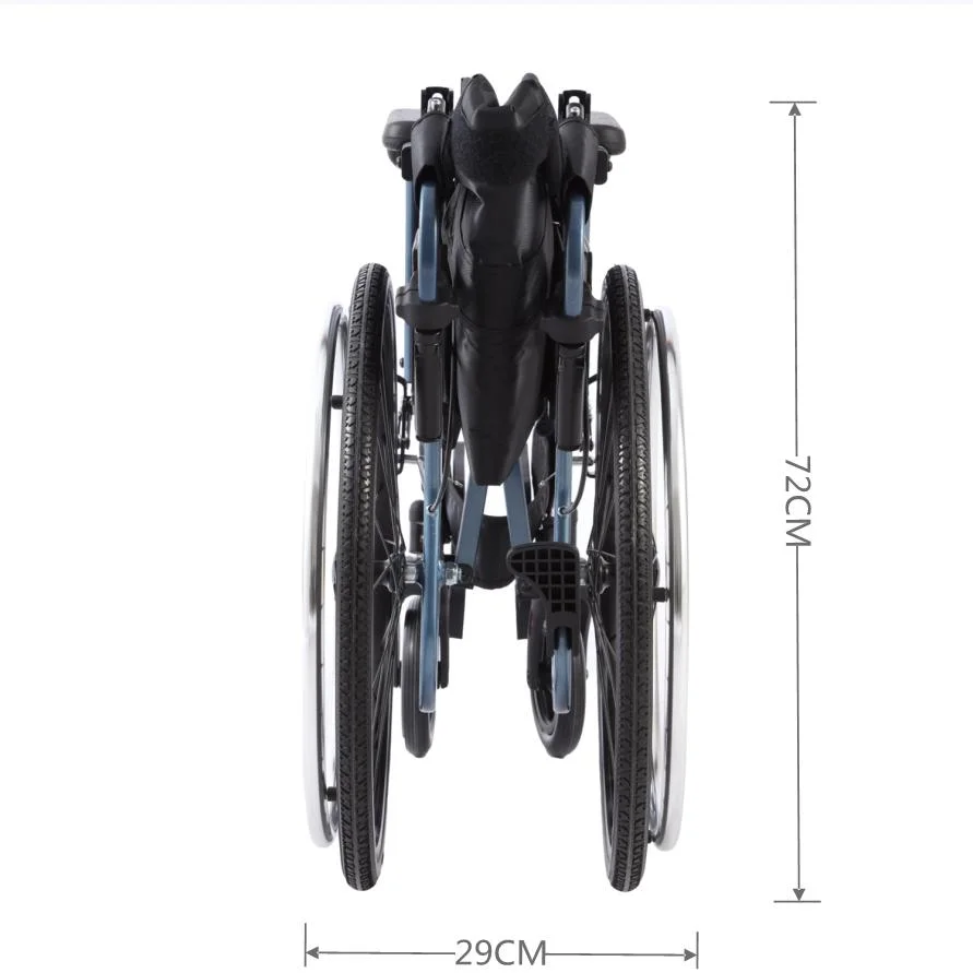 22" Wheels Lightweight Portable Transport Folding Wheelchair for Disabled with Hand Brakes