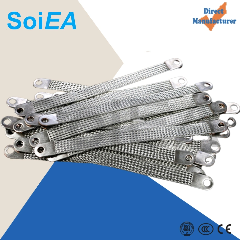 Customized Square Hole Braided Wire Connectors Flexible Copper Braid Connector 25mm Tz/Tzx Bare or Tinned Copper Braided Tape with Terminals