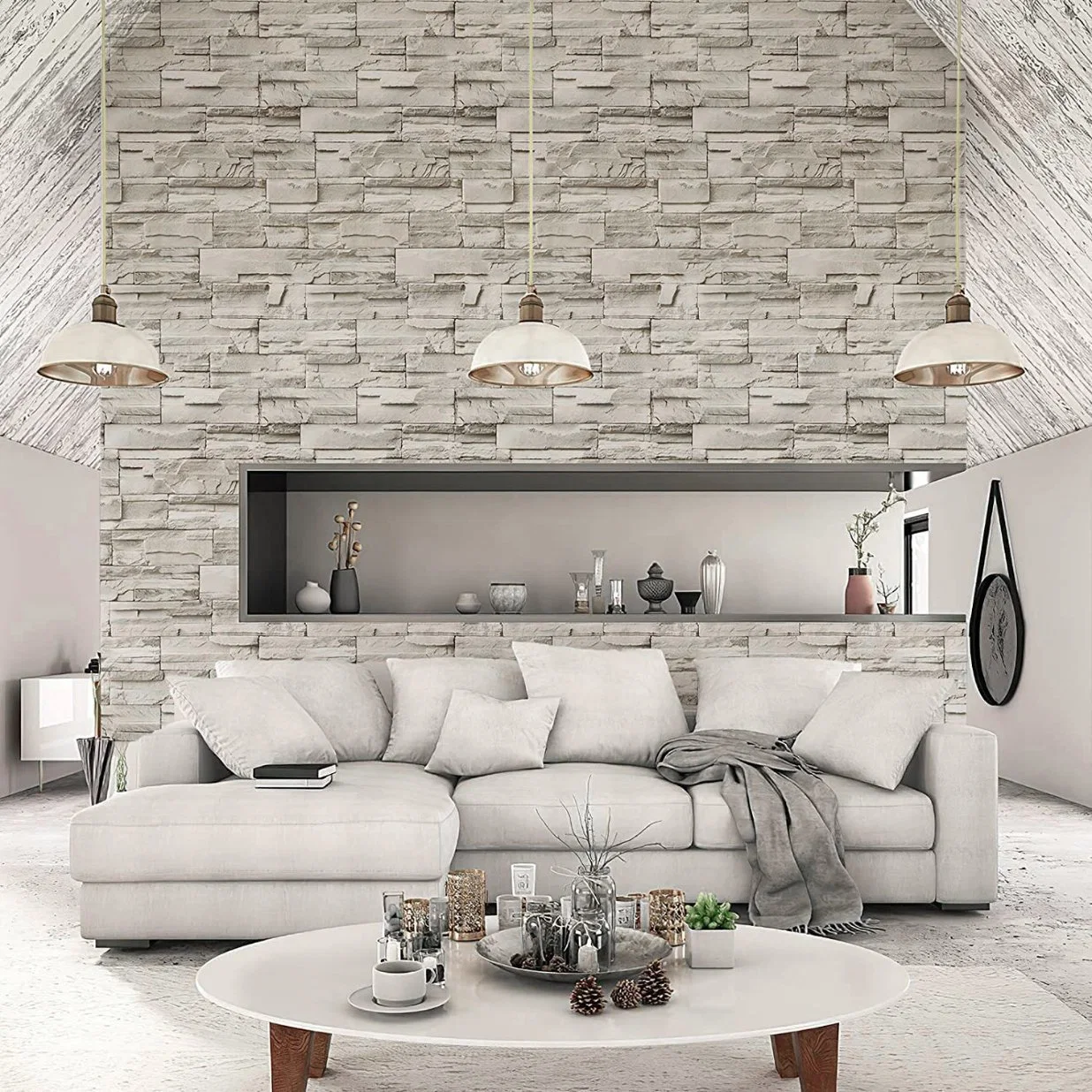 Papel de parede 3D Brick PVC autocolante para interiores Decoração de parede