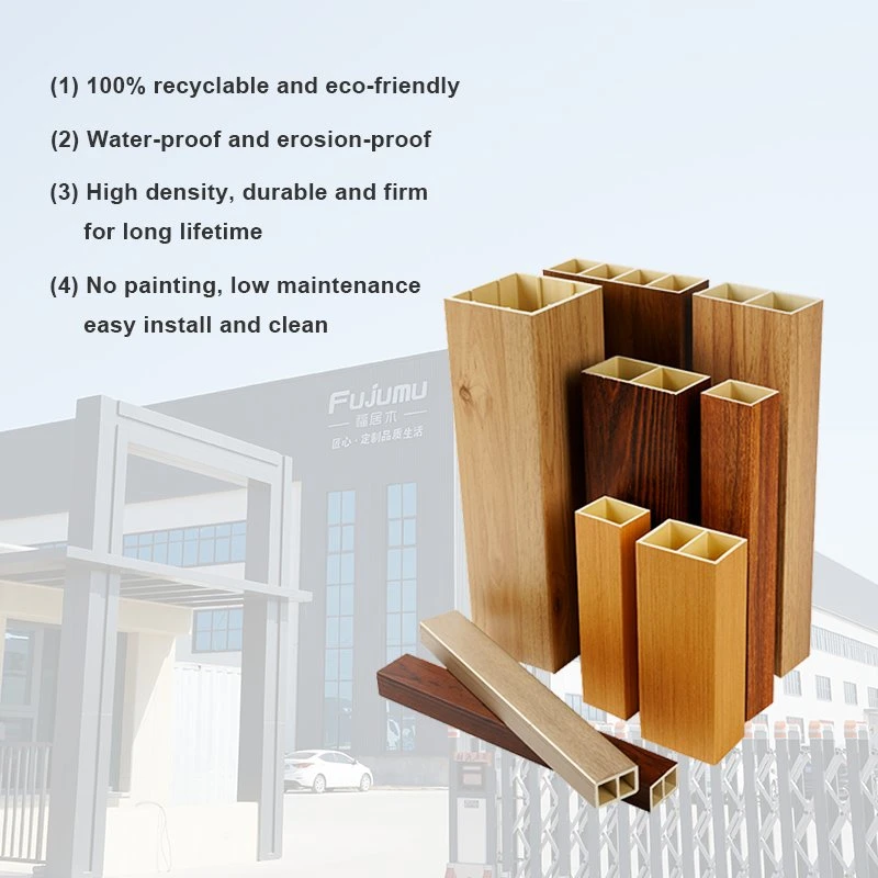 Good Load-Bearing WPC Composite Teak Batten Bench Bar Wood Timber Tube 40*50mm