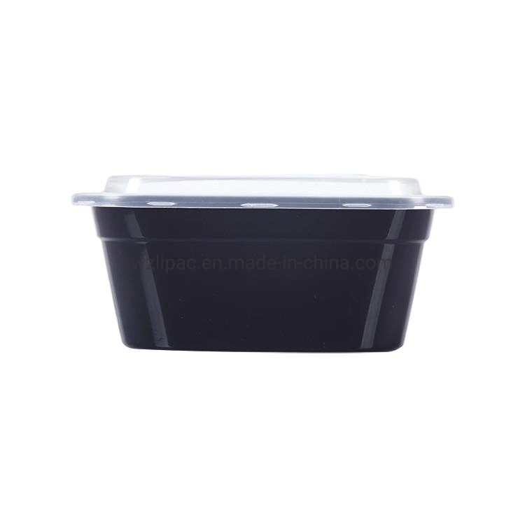 Black Rectangular PP Disposable Plastic Food Storage Takeaway Container