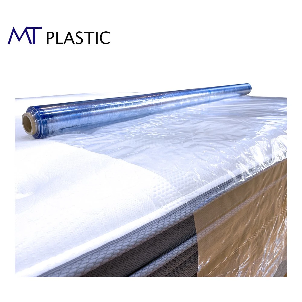 Feuille de PVC souple transparente bleue en rouleau pour pièces en plastique flexibles pour l'emballage de matelas.