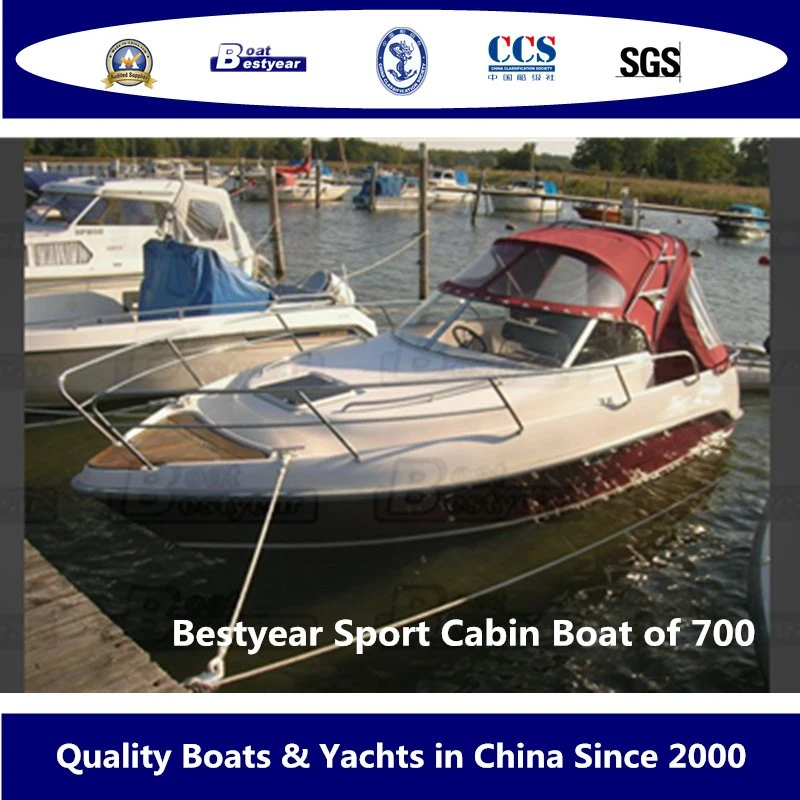 Bestyear 7m 22FT Fiberglass High Speed 700 Cabin Cruiser Boat Sport Outboard Motor