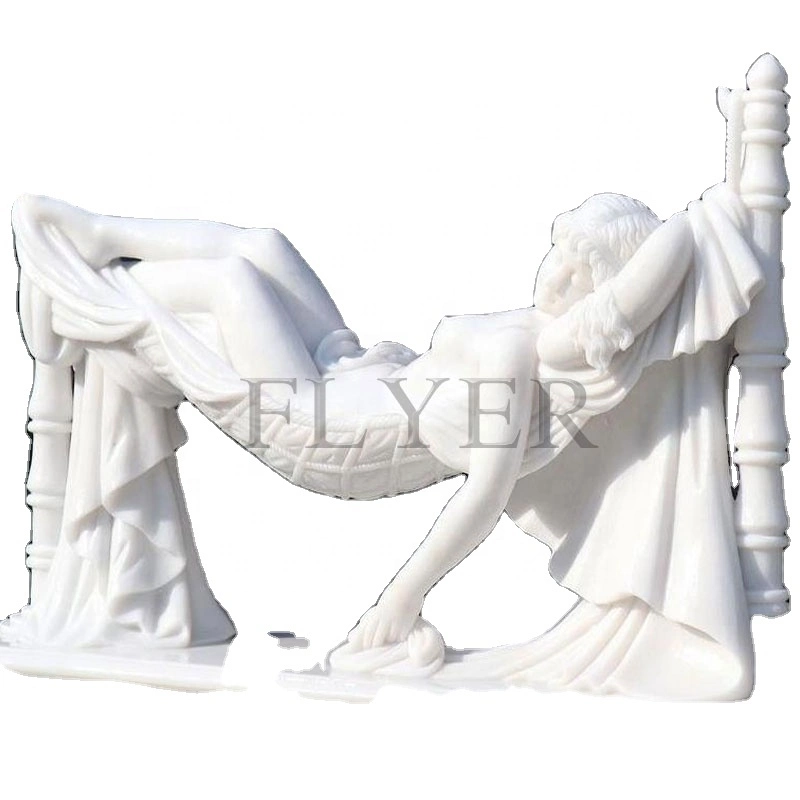 Decoración exterior Jardín vida Tamaño Mujer Lying Down Piedra Natural Mujer Escultura de Marble Blanca Statues