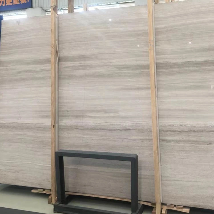 Chinese Polished/Honed Finsh White Wooden Veins Marble Slabs for Wall and Flooring Tiles