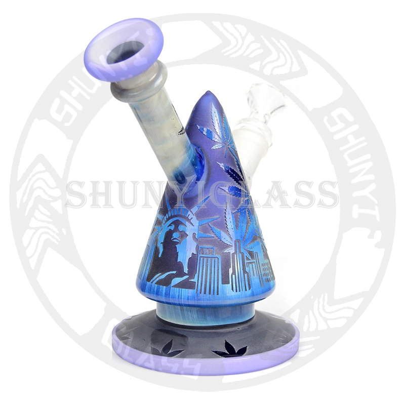 8 Inches Deep Sandblasting Craft DAB Rig Recycler Glass Water Pipe Smoke Pipes Tobacco Hookah Shisha Factory Wholesale/Supplier