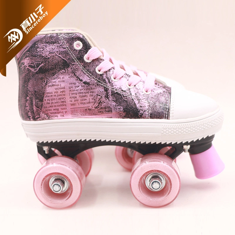 Soft Outdoor & Indoor Laser Material Quad Roller Skate for Kids