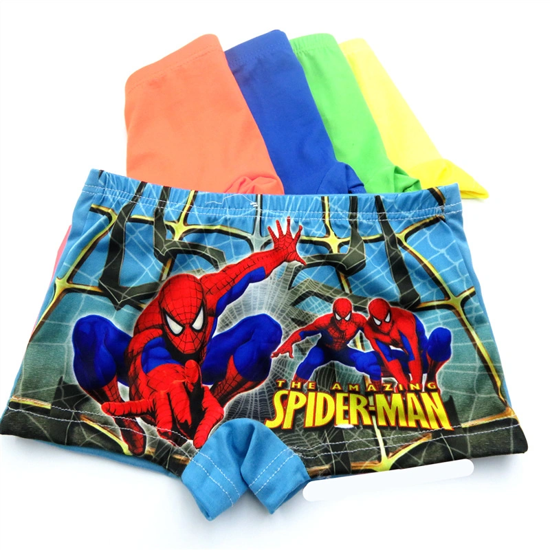 2: Cartoon Boy Briefs Boxers leite Silk Kids Spiderman Girl 5-set Calças de protecção