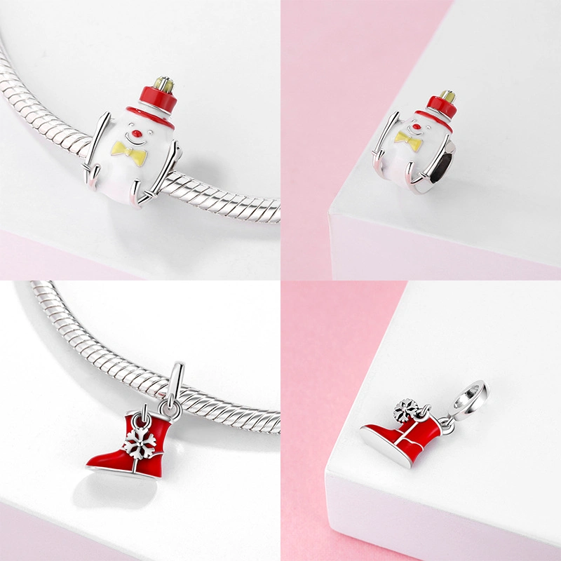 Fashion Jewelry Sterling Silver Charms for Bracelet Necklace Brand Inspired Enamel Crystal Beads DIY Accessories Christmas Gift for Girls and Kids