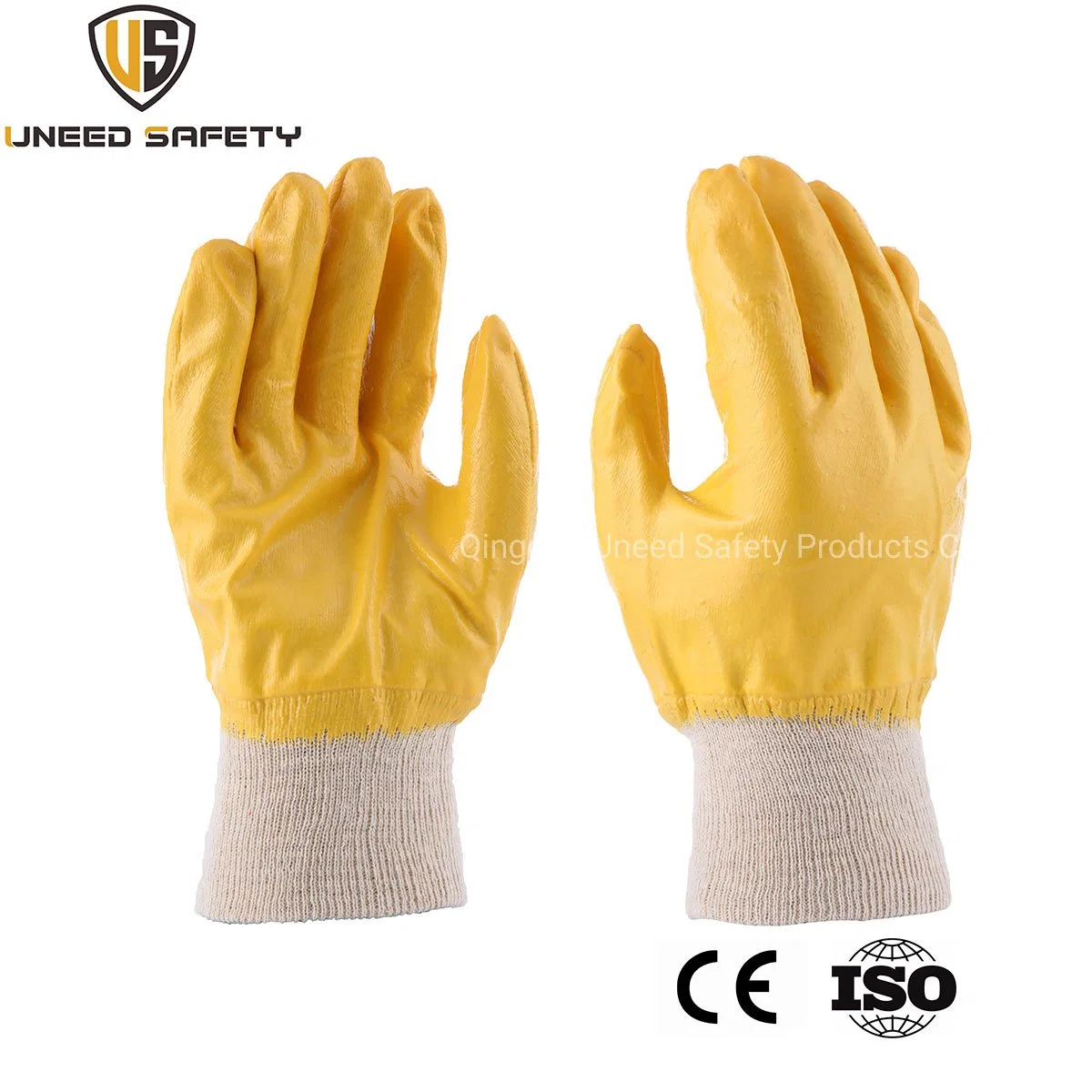 NBR Heavy Duty Jersey Cotton Safety Cuff Full Nitrile Coated Safety Work Gloves with CE